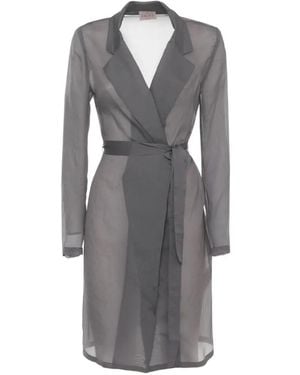 Emme Sheer Belted Coat - Grey