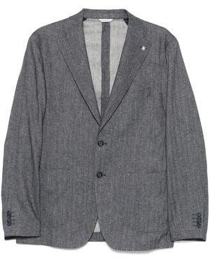 Manuel Ritz Brooch-Detail Blazer - Gray