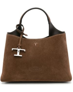 Tod's T Timeless Suede Tote Bag - Bruin