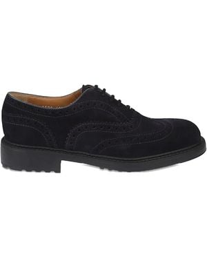 Doucal's Perforated Suede Derby Shoes - Black