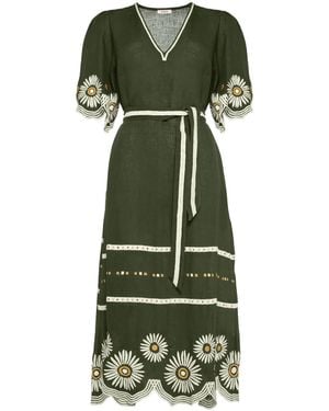 Eres Vestido Hortense con bordado floral - Verde