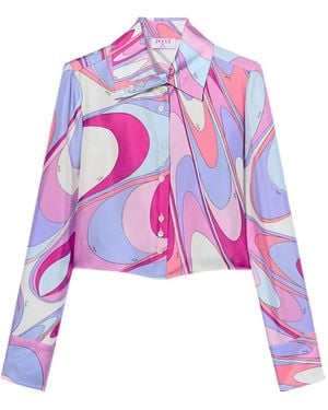 PUCCI Onde-Print Silk Shirt - Pink