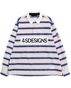 4SDESIGNS Striped Polo Shirt - Blue