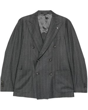 Tagliatore Pinstripe Double-Breasted Suit - Gray