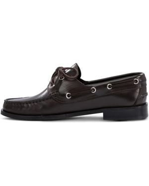 Aeyde Harris Lace-Up Leather Boat Shoes - Black