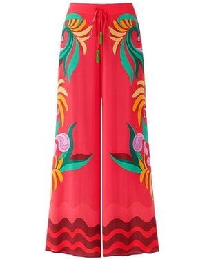 FARM Rio Graphic-Print Palazzo Trousers - Red