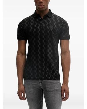 Karl Lagerfeld Monogram-pattern Polo Shirt - Black