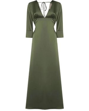Blanca Vita Neck-Tie Flared Dress - Green