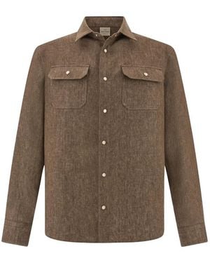 Paul & Shark Linen Chest-Pocket Overshirt - Brown