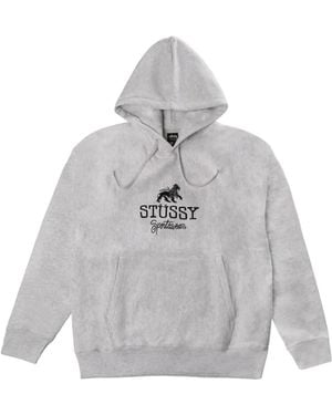 Stussy Logo-Print Hoodie - Gray