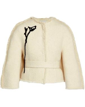 Erdem Floral-Embellished Belted Jacket - Natural