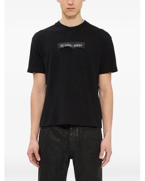 44 Label Group Burnt Label Logo-Patch Graphic-Print T-Shirt - Black