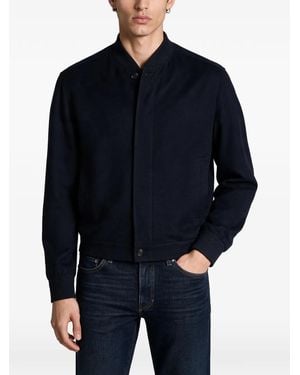 ZEGNA Ribbed-Trim Bomber Jacket - Blue