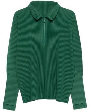 Homme Plissé Issey Miyake T-Shirt Plissé À Col Zippé - Green