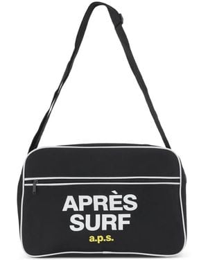 APRÈS SURF Logo-Print Contrast-Trim Shoulder Bag - Black