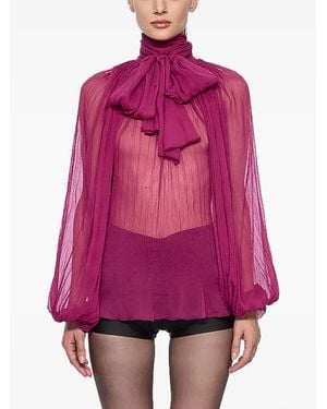 Atu Body Couture Scarf-Detail Silk Blouse - Pink