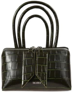 The Attico Mini Friday Crocodile-Effect Handbag - Black