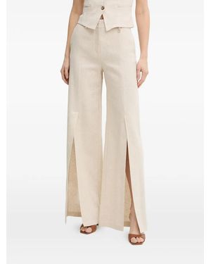 Fracomina Front-Slit Wide-Leg Trousers - Natural