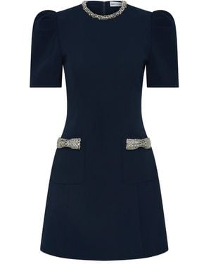 Rebecca Vallance Nemy Embellished Puff-Sleeve Mini Dress - Blue