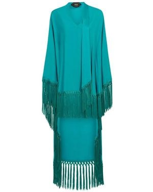 ‎Taller Marmo Cecil Kafta Fringe Dress - Blue