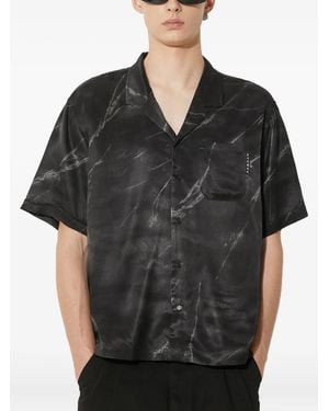 Stampd Marble-Print Short-Sleeve Shirt - Black