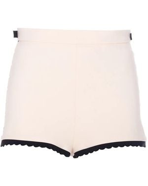 Elisabetta Franchi Embroidered Double-Layered Shorts - Natural