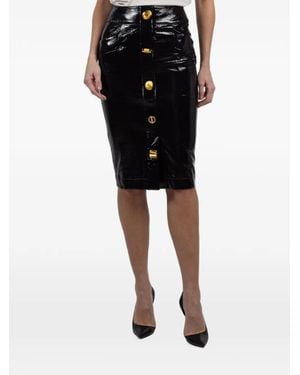 Franchise Bijou Button Midi Skirt - Black