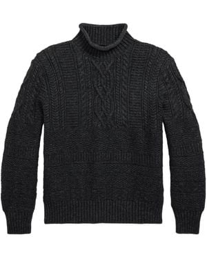 RRL Maglione Con Lavorazione Intrecciata - Nero