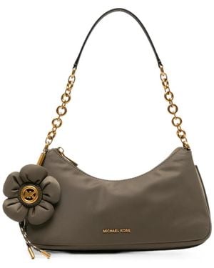 Michael Kors Floral-Applique Chain-Link Shoulder Bag - Grey