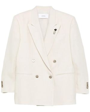 Lardini Cameron Pin-Detail Double-Breasted Blazer - White