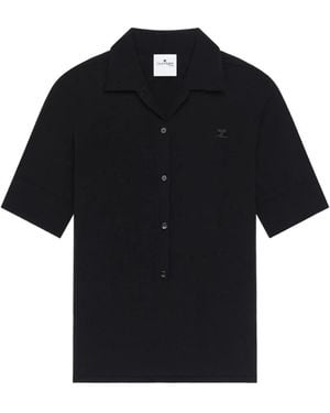 Courreges Wool Polo Top - Black