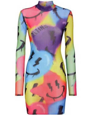 Philipp Plein Ls Smile Logo-Print Minidress - Pink