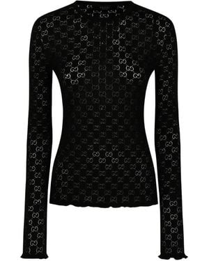Gucci Top Gg En Devoré - Negro