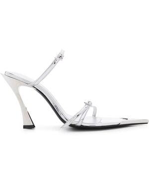 Mugler 100Mm Metallic-Leather Mules - White