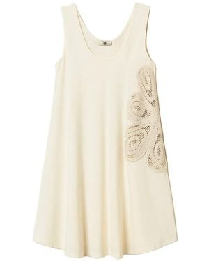 Twinset Crochet-Appliqué Dress - White