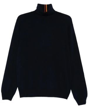 Paul Smith Stripe-Detail Turtleneck Sweater - Blue