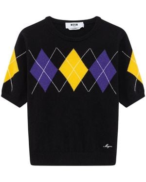 MSGM Kurzärmeliger Pullover - Blau
