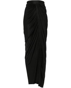 Balmain Draped Side-Slit Skirt - Black