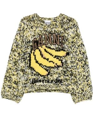 Ganni Pull En Maille Intarsia - Metallic