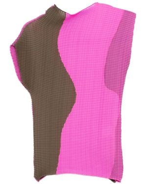 Issey Miyake Pleated Panel Top - Pink