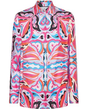 Philipp Plein All-Over Graphic-Print Silk Shirt - Red