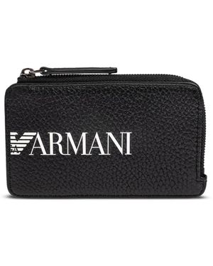 Emporio Armani Logo-Plaque Zip-Around Cardholder - Black