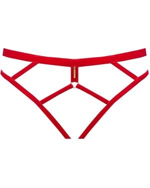 Maison Close Velvet Open Briefs - Red
