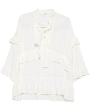 P.A.R.O.S.H. Seidenbluse mit Volants - Weiß