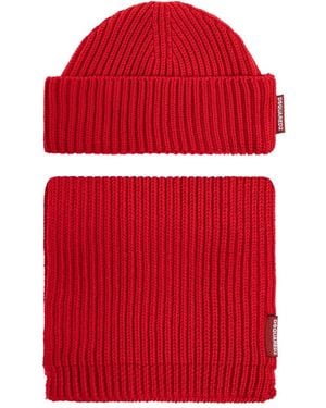 DSquared² Ribbed Beanie And Scarf Set - Red