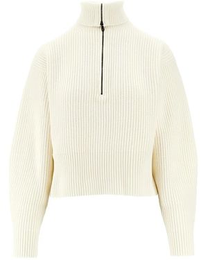 Max Mara Jersey Con Media Cremallera - Blanco