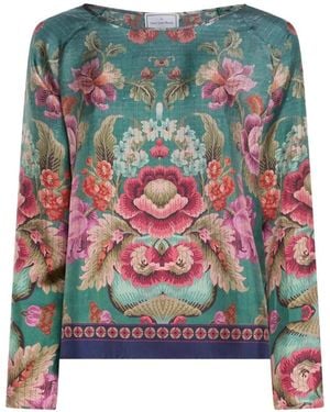 Pierre Louis Mascia Aloe Long-Sleeve Floral Blouse - Red
