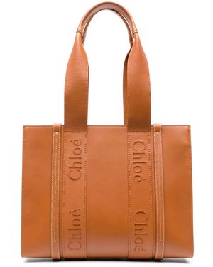 Chloé Borsa Tote Woody Media - Arancione