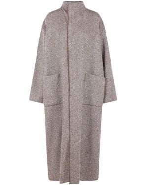 Dusan High-Neck Herringbone Coat - Grey