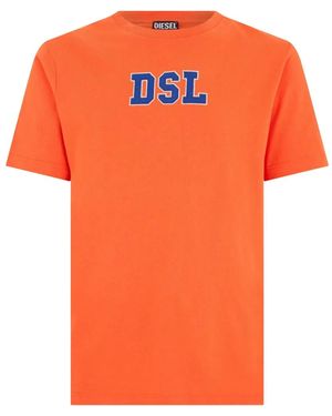 DIESEL Embroidered Logo-Patch T-Shirt - Orange
